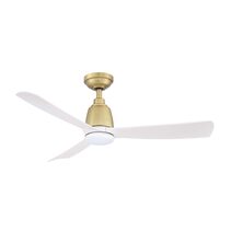 Kute 44" DC Ceiling Fan With 14W Dimmable Cool White LED Light & Remote Control Satin Brass / White - KUT44SBMWLED