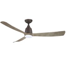 Kute 52" DC Ceiling Fan With 14W Dimmable Cool White LED Light & Remote Control Graphite / Weathered Wood - KUT52GRWELED