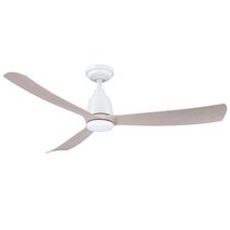 Kute 52" DC Ceiling Fan With 14W Dimmable Cool White LED Light & Remote Control White / Washed Oak - KUT52WHWOLED