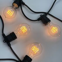 Festoon 10 Meter LED Dimmable 4W GLS Quad Loop Party Light Kit Black / Warm White - BF10B-E27-240V-4WA60Q