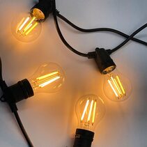 Festoon 10 Meter LED Dimmable 8W GLS Party Light Kit Black / Warm White - BF10B-E27-240V-8WA60C