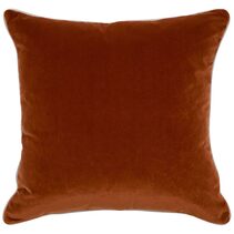 Sass Square Feather Cushion Caramel Velvet With Natural Linen - 52709