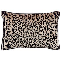 Serene Rectangle Feather Cushion Leopard Chenille With Black Velvet - 52715