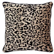 Serene Square Feather Cushion Leopard Chenille With Black Velvet - 52716