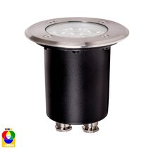 Metro 5W 12V DC Round LED Inground Uplighter Stainless Steel / RGB + Warm White - HV1801RGBW