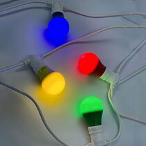 Festoon 10 Meter LED 5W Coloured GLS Party Light Kit White - BF10W-E27-240V-5WA60RGBY