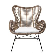 Barcelona Rattan Wing Back Armchair With Cushion Natural - FUR172