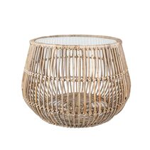 Haiti Round Basket Side Table With Glass - FUR528