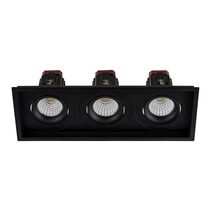 Lyra 3 x 9W Rectangular Tilt Recessed Dali Dimmable LED Downlight Black / Quinto - HCP-81241209
