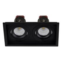 Lyra 2 x 13W Rectangular Tilt Recessed Dali Dimmable LED Downlight Black / Quinto - HCP-81241113