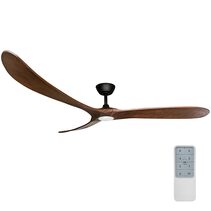 Timbr 72" DC Ceiling Fan With 17W Dimmable LED Black / Walnut / Warm White -  TIM72BKWALED