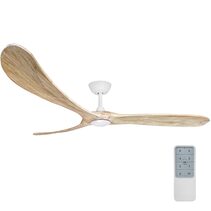 Timbr 72" DC Ceiling Fan With 17W Dimmable LED Matt White / Weathered Oak / Warm White -  TIM72MWWOLED