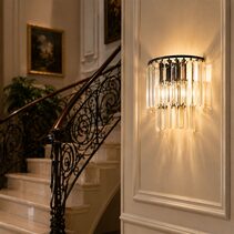 Karina 2 Light Wall Light Black / Crystal - KARINA-A2 BLK