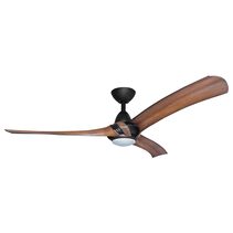 Arumi V2 52" AC Indoor / Outdoor Ceiling Fan With 17W Dimmable LED Black / Koa Polymer Blades - ARU52BKKALED