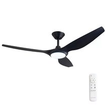 Delta 56" DC Indoor / Outdoor Ceiling Fan With 18W Dimmable LED Black / Polymer Blades - DEL56BKLED