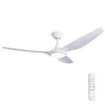 Delta 56" DC Indoor / Outdoor Ceiling Fan With 18W Dimmable LED Matt White / Polymer Blades - DEL56MWLED