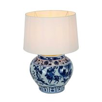 Woody Porcelain Table Lamp Blue / White With Shade - ELJC13478