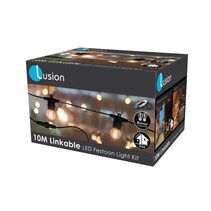 Festoon 10 Meter LED Party Light Kit IP44 Black / Warm White - LPL10MES