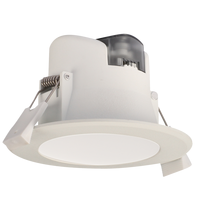 Wave Round 7W Dimmable LED Downlight With Satin Nickel Ring - Tri Colour - S9064TC WH SN/RING