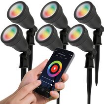 Smart Corymbia 6 Pack 3W Dimmable LED Spike Light Black / RGB - 20958/06