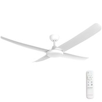 Flatjet (3/4/5) 56" DC Indoor / Outdoor Ceiling Fan With 24W LED Dimmable Light Matt White Motor / White Polymer Blades - FLJ56MWLED