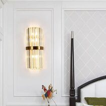 Jasper 2 Light Crystal Wall Light Gold