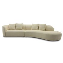 Sandrine Boucle 3 Seater Sofa With Chaise Ivory - ZAF50286