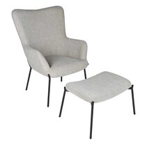 Justin Armchair With Stool Grey - FUR1151GRY