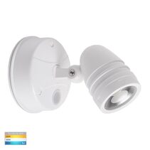 Focus 15W LED Polycarbonate Single Adjustable Spot Light With Sensor Matt White / Tri-Colour - HV3792T-WHT