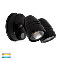 Focus 2 x 15W LED Polycarbonate Double Adjustable Spot Light With Sensor Matt Black / Tri-Colour - HV3794T-BLK
