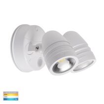 Focus 2 x 15W LED Polycarbonate Double Adjustable Spot Light With Sensor Matt White / Tri-Colour - HV3794T-WHT