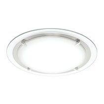 Frances 2 Light Round Glass Flush Ceiling Light White / Brushed Nickel - 17564/13