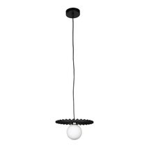 Portobello 250mm Pleated Decorative Disk Cord Pendant Black - PORTOBELLO -1Pdt D250 Black