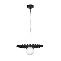 Portobello 400mm Pleated Decorative Disk Cord Pendant Black - PORTOBELLO -1Pdt D400 Black