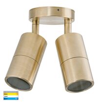 Tivah 10W 12V DC Double Adjustable LED Wall Pillar Light Solid Brass / Tri-Colour IP65 - HV1357MR16T