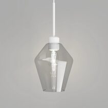 Parlour Lite Geo Pendant Light Textured White / Clear
