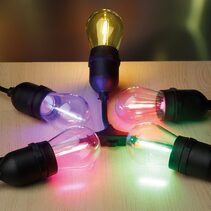 Solar Festoon 10 Light 12V LED Hanging Light Kit Black / Multicolour IP65 - 205717N