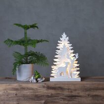 Fauna Tree & Reindeer Battery Operated Standing Decoration White / Warm White - 410417