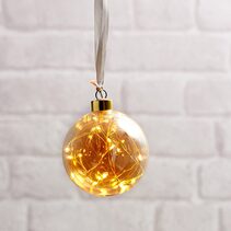 Glow Battery Operated Hanging Ball Light Amber / Warm White - 410588