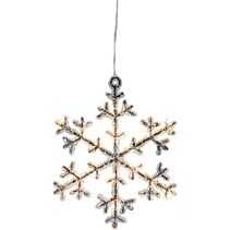 Icy Battery Operated Hanging Snowflake Light Brown / Warm White - 410791