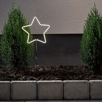 Neonstar Battery Operated Star Lights With Stake Black / Neutral White IP44 - 411177