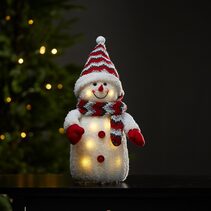 Joylight Large Battery Operated Christmas Snowman Figurine Red / Warm White - 411221