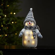 Joylight Large Battery Operated Christmas Snowman Figurine Grey / Warm White - 411222