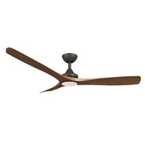 Spitfire 52" DC Ceiling Fan With 18W Dimmable LED Black Motor / Koa Polymer Blades / Tri-Colour - SPD52BKKALED