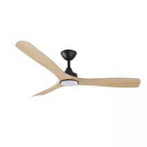 Spitfire 52" DC Ceiling Fan With 18W Dimmable LED Black Motor / Natural Polymer Blades / Tri-Colour - SPD52BKNALED