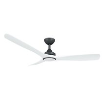Spitfire 52" DC Ceiling Fan With 18W Dimmable LED Black Motor / White Polymer Blades / Tri-Colour - SPD52BKWHLED