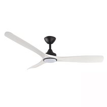 Spitfire 52" DC Ceiling Fan With 18W Dimmable LED Black Motor / White Wash Polymer Blades / Tri-Colour - SPD52BKWWLED