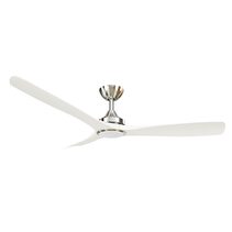 Spitfire 52" DC Ceiling Fan With 18W Dimmable LED Nickel Motor / White Polymer Blades / Tri-Colour - SPD52BNWHLED