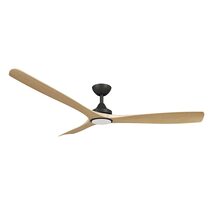 Spitfire 60" DC Ceiling Fan With 18W Dimmable LED Black Motor / Natural Polymer Blades / Tri-Colour - SPD60BKNALED