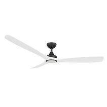 Spitfire 60" DC Ceiling Fan With 18W Dimmable LED Black Motor / White Polymer Blades / Tri-Colour - SPD60BKWHLED